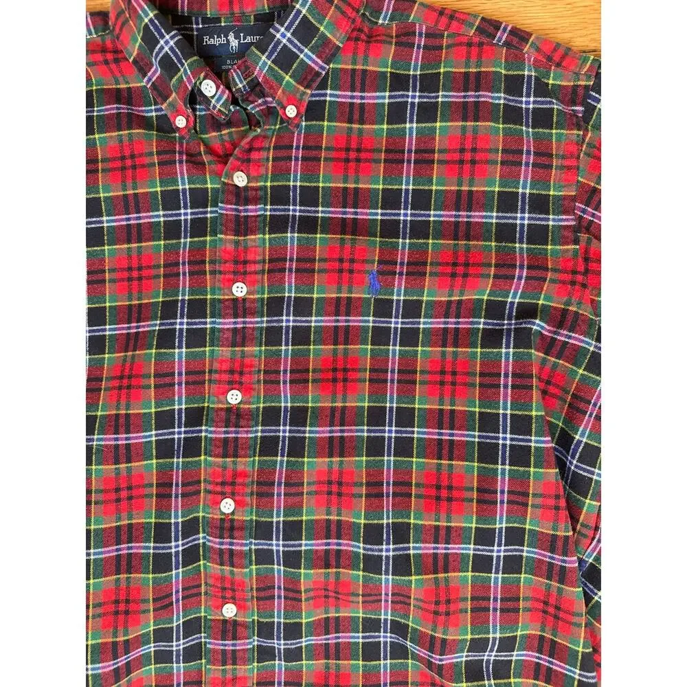 Ralph Lauren Blake 100% Cotton Flannel Button Down Plaid Shirt Size Large